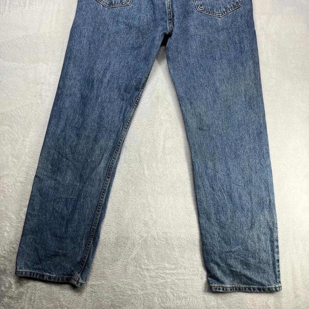 Levi's 505 Regular Fit Straight Jeans Men's Blue Denim Pockets Classic - 34X32.5